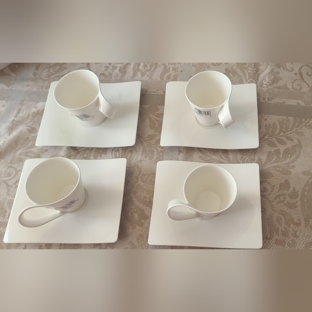 Villeroy and Boch New Wave Cafe Espresso Cups with saucers. 4 Sets.
